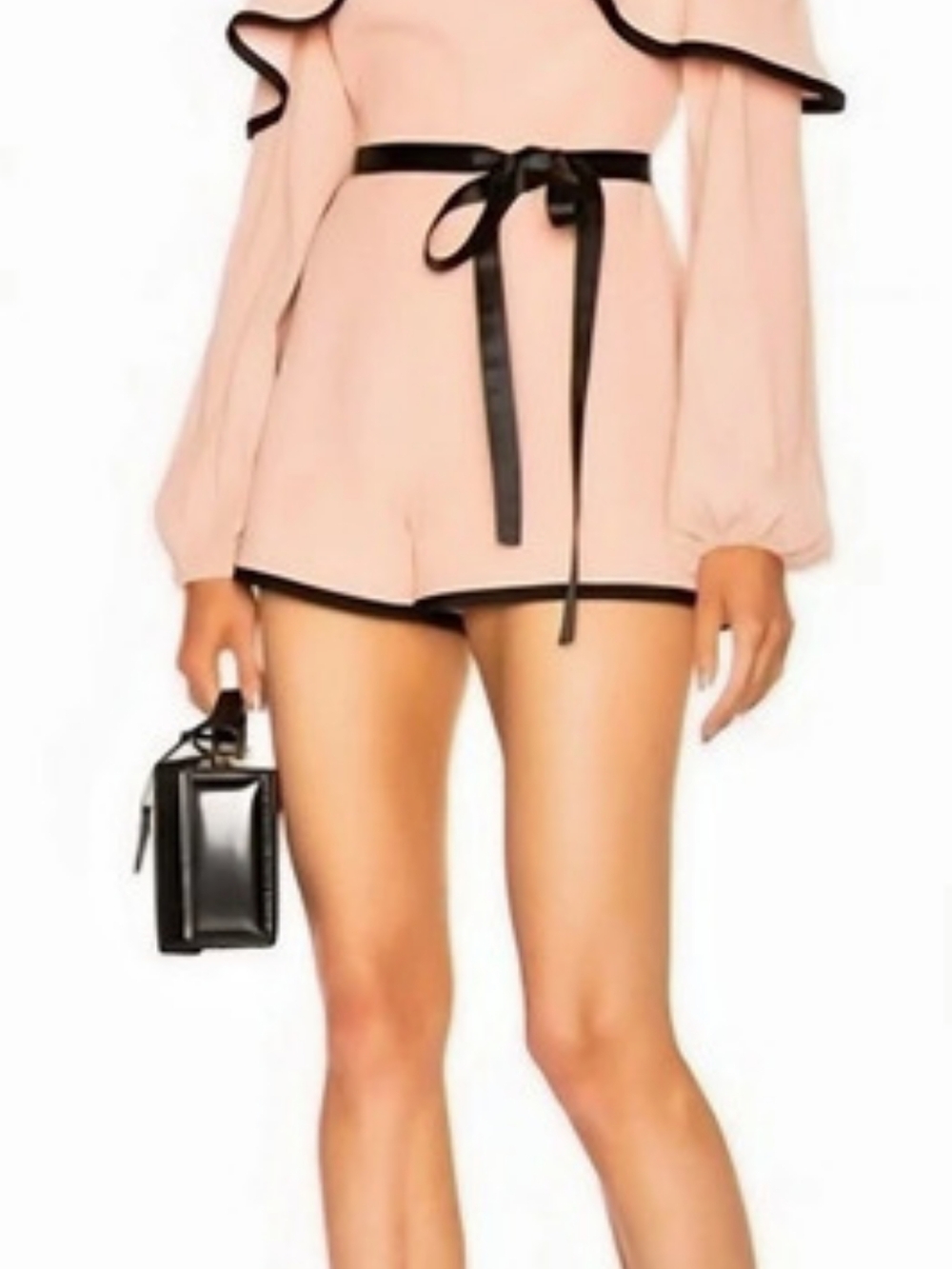 Alexis Off-Shoulder Romper in Pink & Black XS Like New